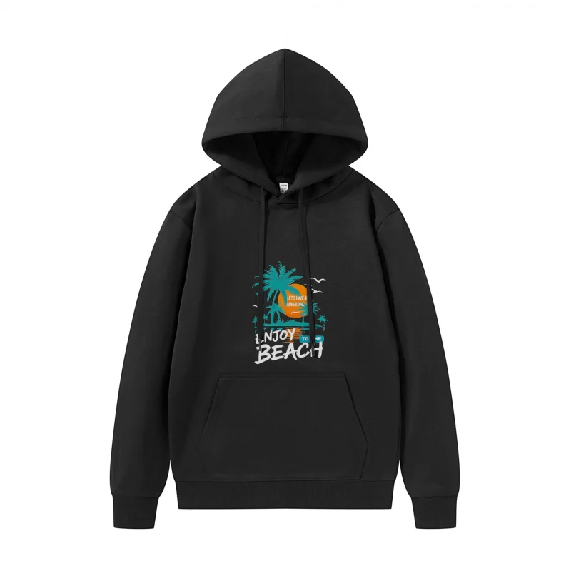 هوديي للرجال شجرة النخيل غروب الشمس ميامي بيتش طباعة ممتعة شجرة النخيل قماش قابل للتنفس