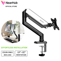 Nearhub Single Computer Monitor Arm Mount Bracket Flexible 180° Swivel 360° Rotation Support Monitor Arm Stand for Ergonomic