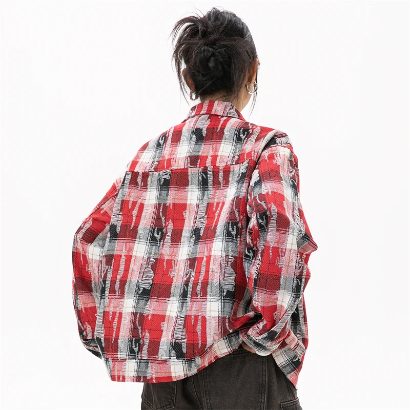 Elegant Woman Coat Red Plaid New in Outerwears Wool Coats and Mixtures Plus Size Women\'s Clothing Youthful Woman Outdoor Clothes