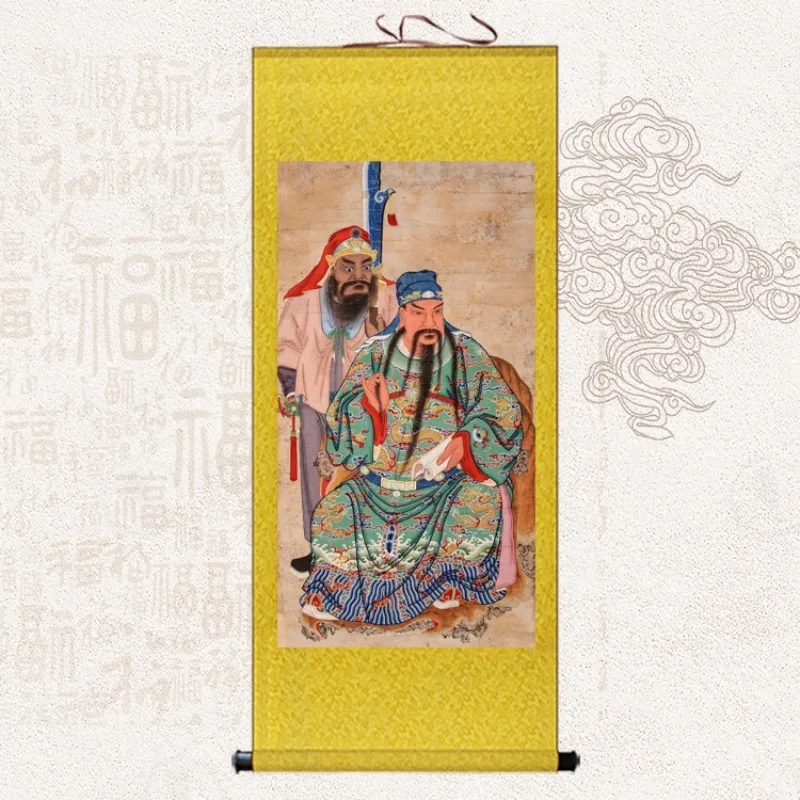 New Arrival Guan Yu Portrait Cloth Hanging Painting, Traditional Vintage Art Decor for Home Living Room Store Opening Display
