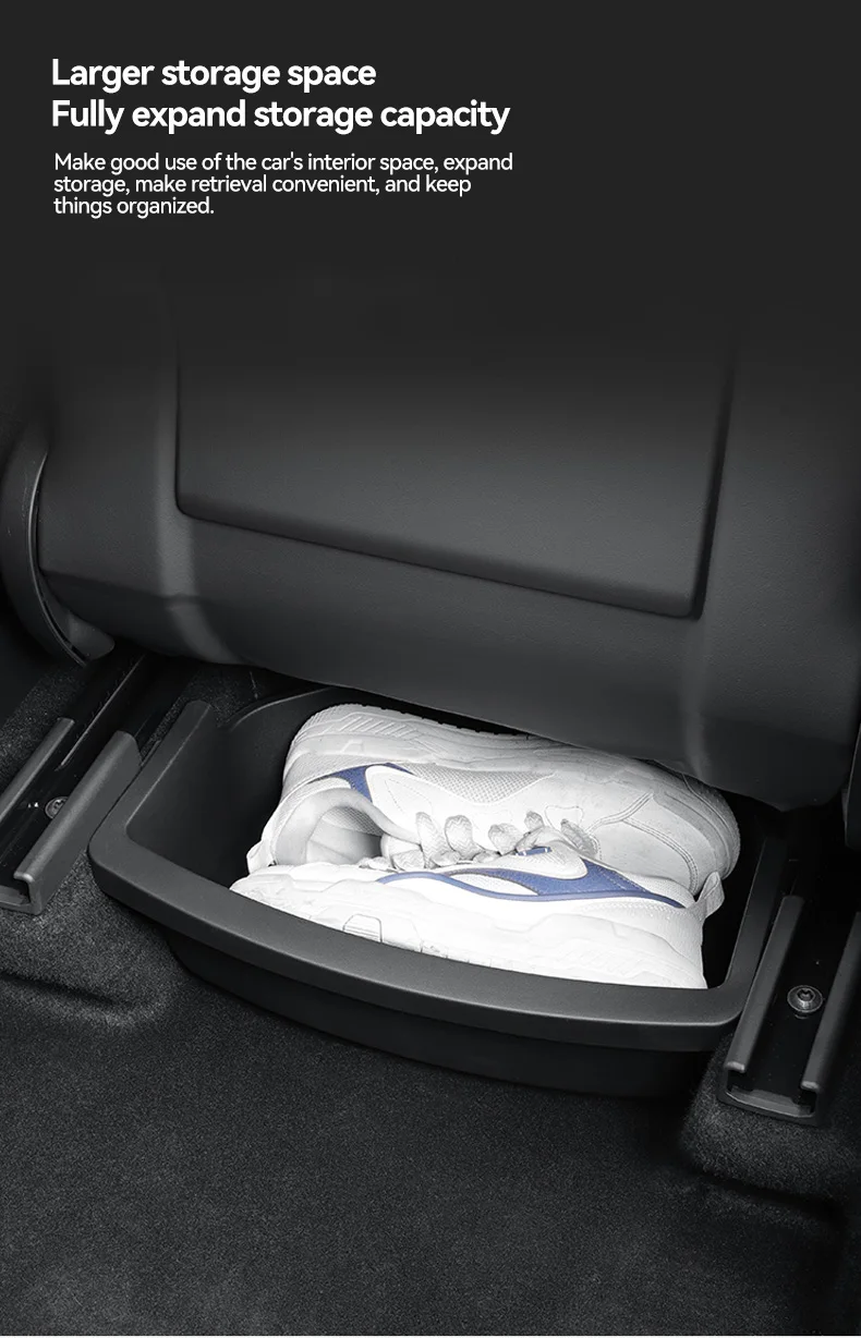 YZ Under Seat Storage Box For Tesla Model YL 6-Seat 2026 Drawer Front Rear Seat Lower Organizer Tray Car Interior Accessories