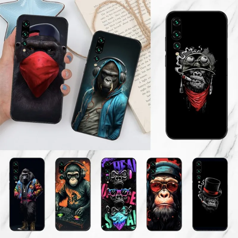 Monkey Orangutan Smart Phone Case for Huawei P50 P40 P30 Pro Lite P Smart 2021 2019 Magic 3 Black Soft Phone Cover Funda