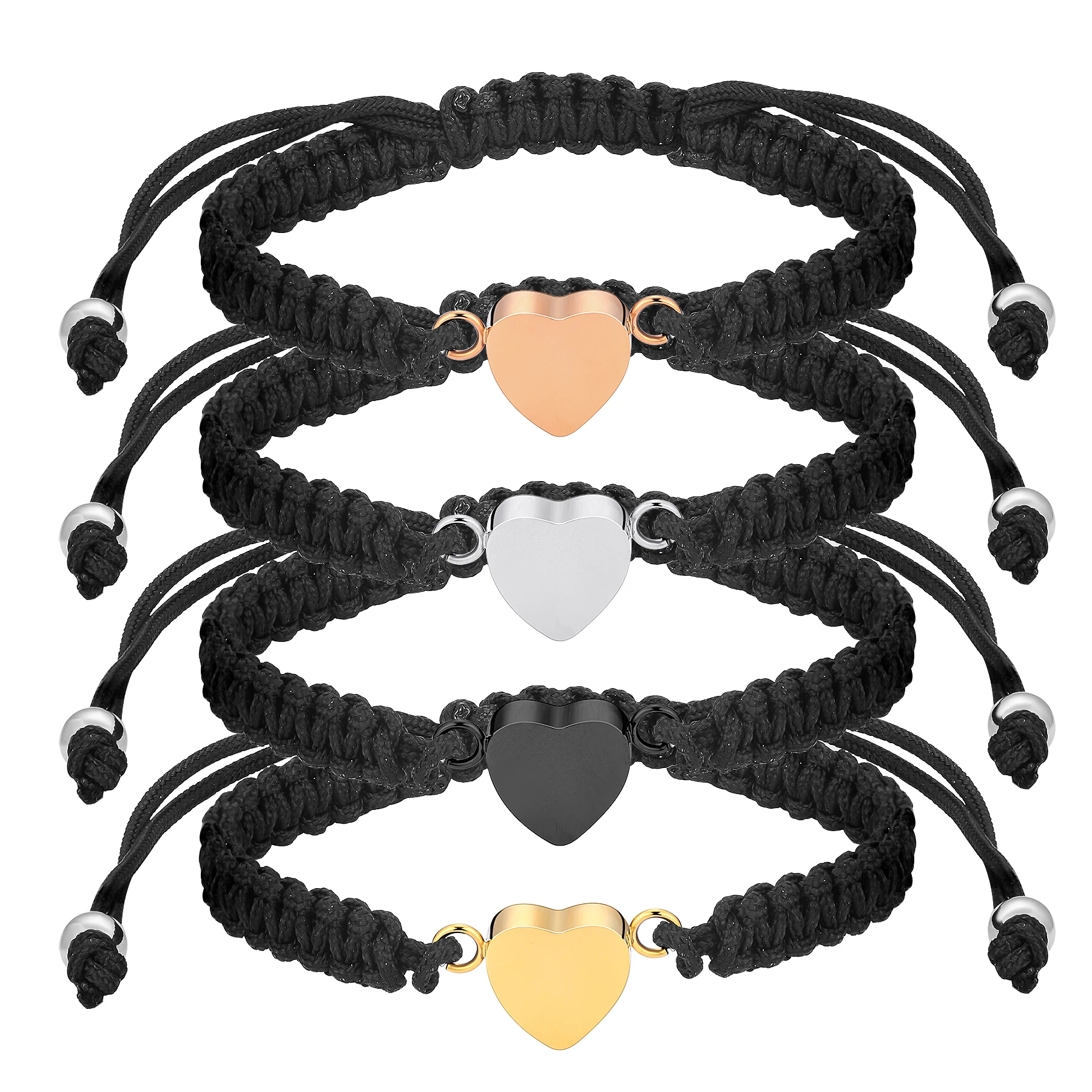 Herzförmiges Urnen-Armband für Asche, Edelstahl-Andenkenhalter, Asche-Armband mit geflochtenem Seil für Frauen – Detail 2