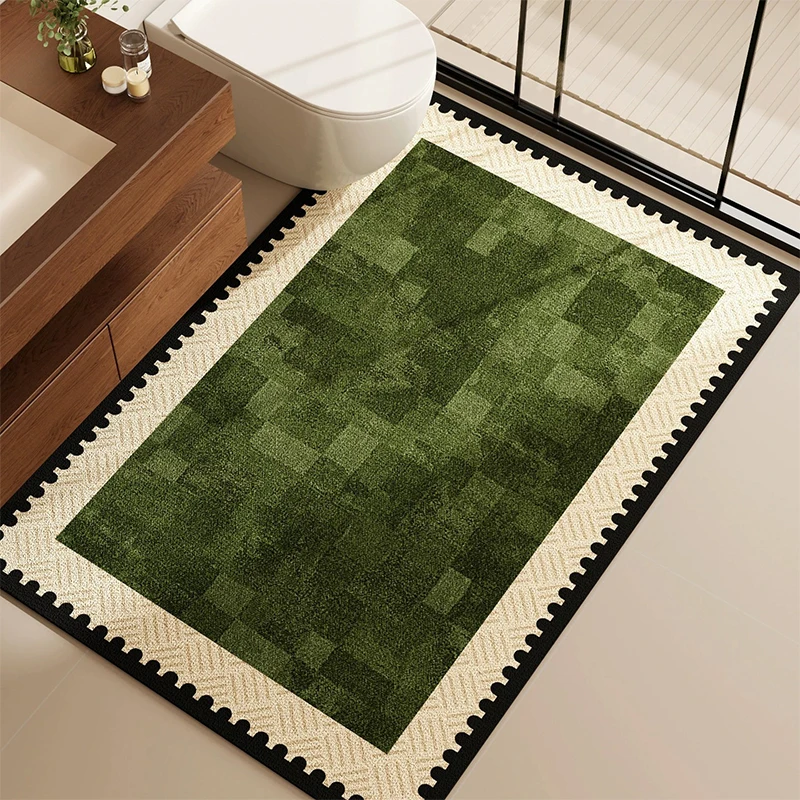 Bathroom Floor Mat Super-absorbent Non-slip Rug Quick-drying Diatom Mud Mats Retro-style Green Entryway Carpet Home Decor Rugs