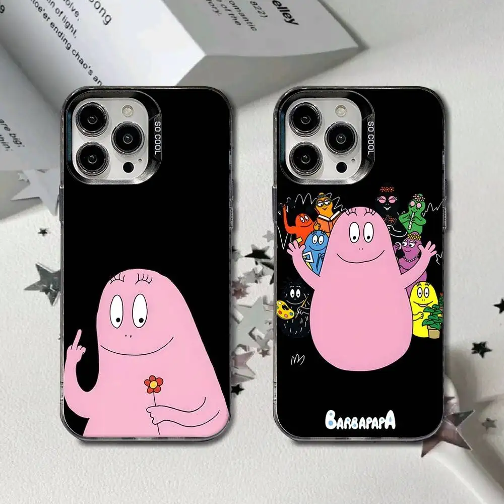 

Cartoon B-Barbapapa Phone Case For iPhone 16,15,14,13,12,11,8,7,Pro,Max,Plus,Mini,XS,SE Black Matte Hard
