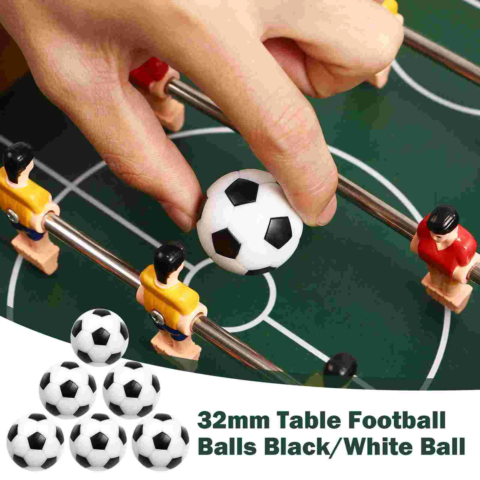 Mini football de table IkToys, 6 pièces, petit, noir et blanc, 32mm