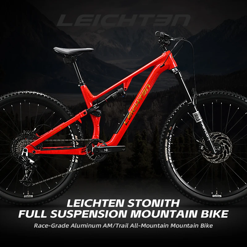 LEICHTEN STONITH Full Suspension AM Trail MTB Complete Bike AL6061 Host‑Link Soft‑Tail Bicycle Internal Cable Routing Off‑Road