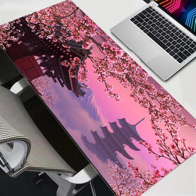 لوحة الماوس الألعاب الكمبيوتر المحمول ألعاب الكمبيوتر لوحة المفاتيح حصيرة مكتبية فوجي جبل زهر الكرز معبد في اليابان Dask حصيرة لوحة الماوس هدية #2