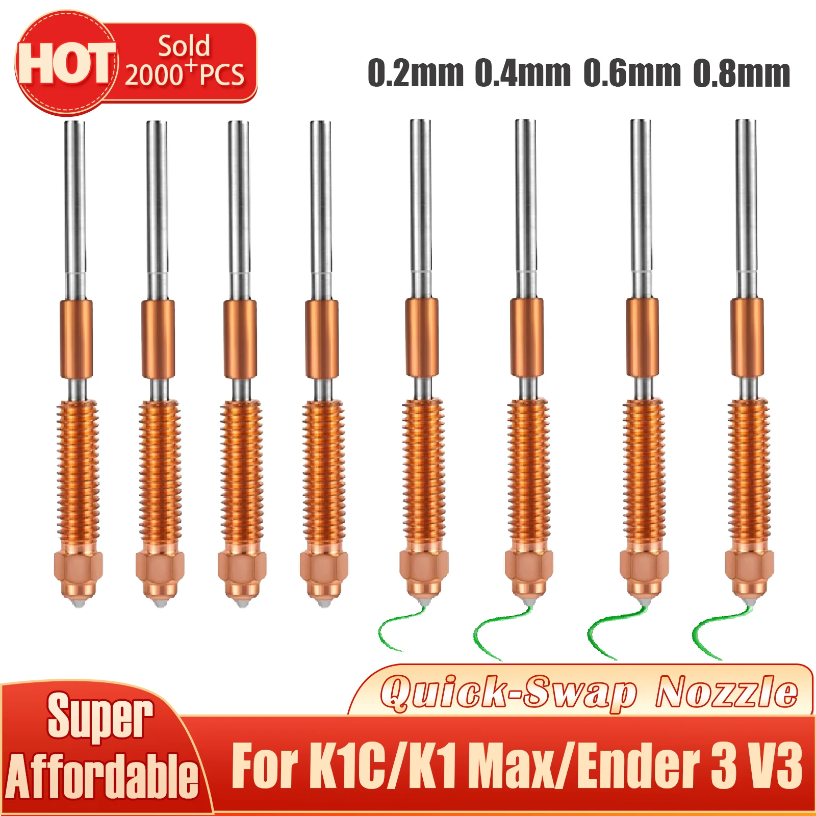 

Титановая насадка с высоким расходом для Creality K1C/K1 Max Kit, цельнометаллические насадки Hotend для обновления 0,4 мм для высокоскоростной печати ender 3 v3