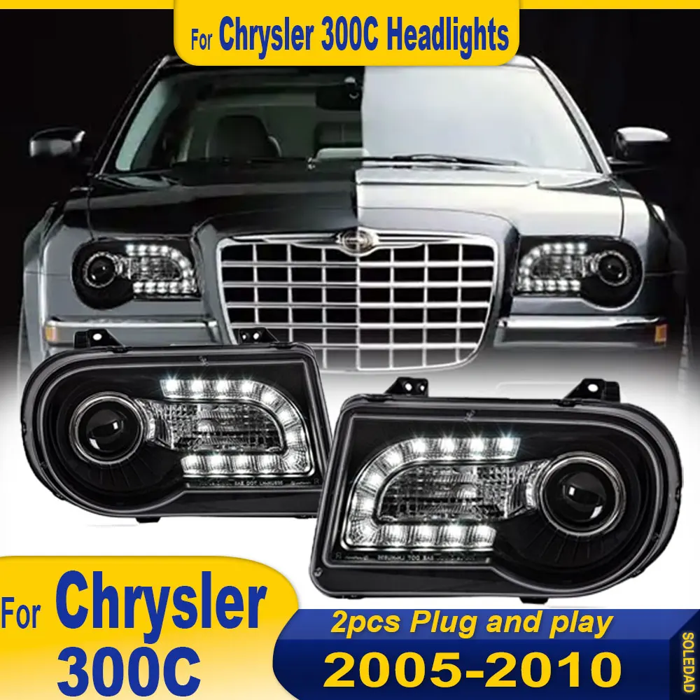 

Car Styling Head Light for Chrysler 300C Head Lights 2005-2010 300C Headlight DRL Turn Signal High Beam Angel Eye Projector Lens