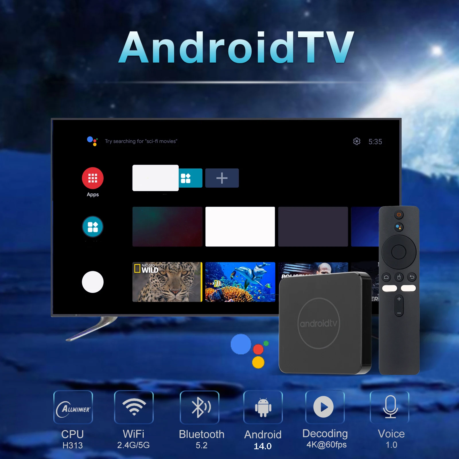 Q96 ATV 8K Allwinner H313 Smart TV Box Android 14.0 Quad Core 8GB 128GB Obsługa 8K 4K HD IPTV 4G 5G Dual Wifi6 Set Top Box — zdjęcie produktu 4