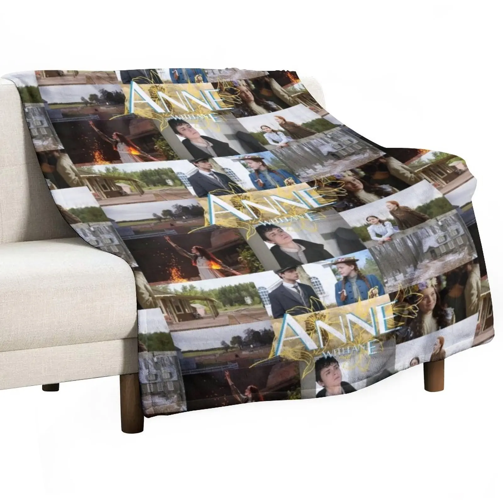 

Anne with an E Collage Throw Blanket Sofa Blanket Hairy Blankets Camping Blanket