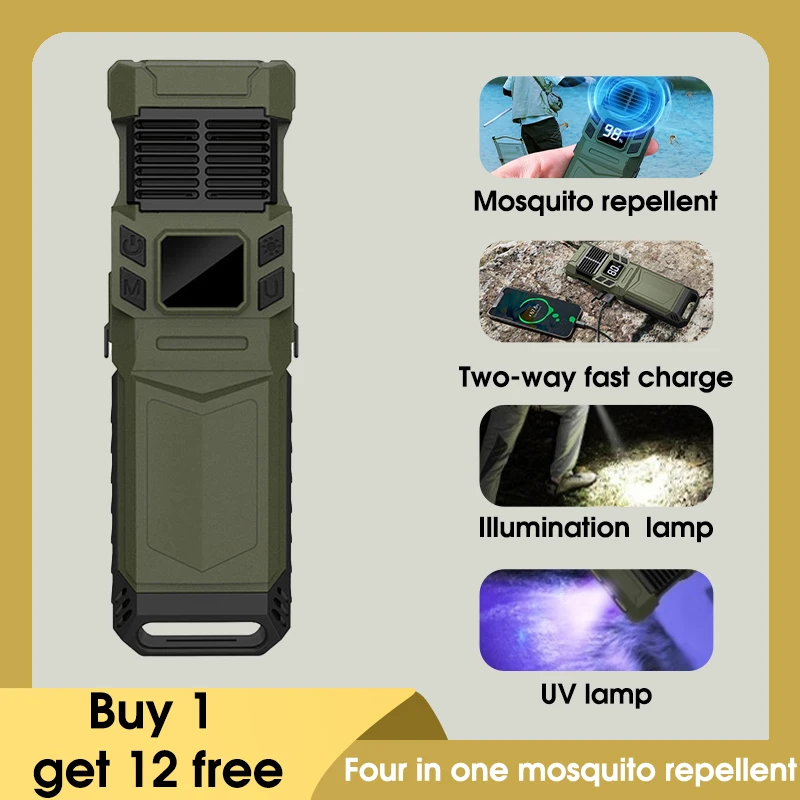 

Portable Outdoor Multi-Function Mosquito Repellent Dispeller Flashlight Power Bank - Camping Travel Fishing Equipment