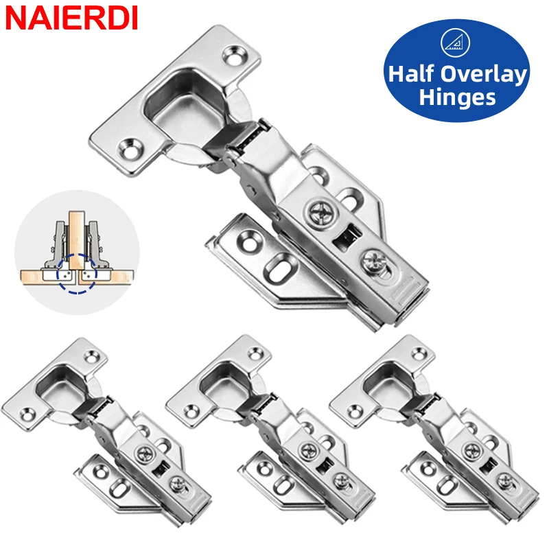 NAIERDI 4 Pieces Soft Closing Cabinet Hinges Stainless Steel Hydraulic Hinge for Furniture,Cabinet and Doors