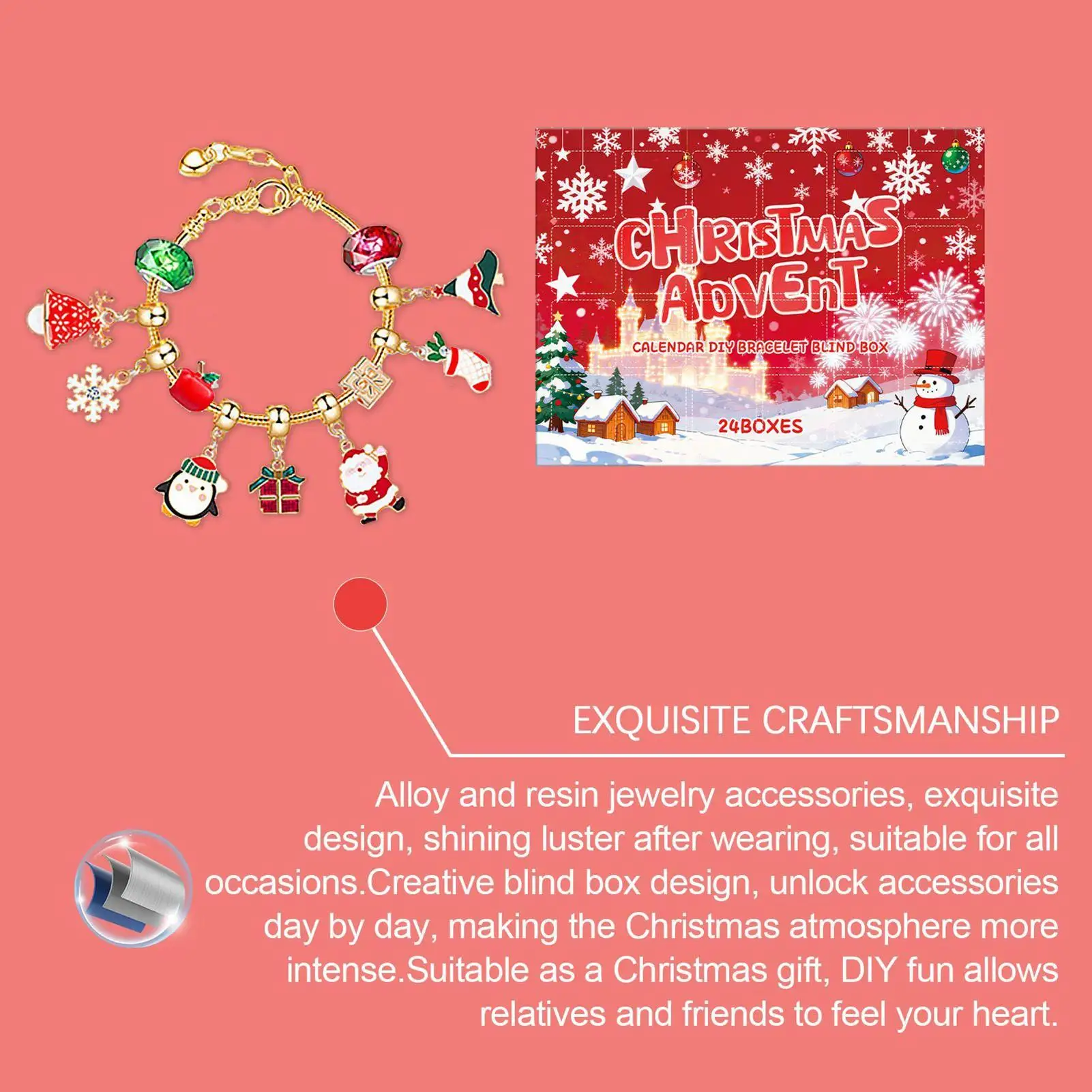 

Ювелирный календарь Адвент 24-дней изготовления ювелирных изделий с обратным отсчетом, очаровательные бусины, браслеты для детей, подростков, девочек, взрослых, отпуск, праздник