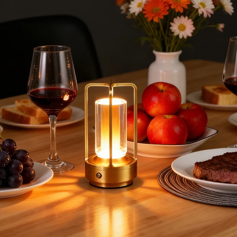 Cross-Shaped Crystal Table Lamp, Magnetic Charging Touch-Sensitive Three-Color Dimming Desktop Lamp,taurants