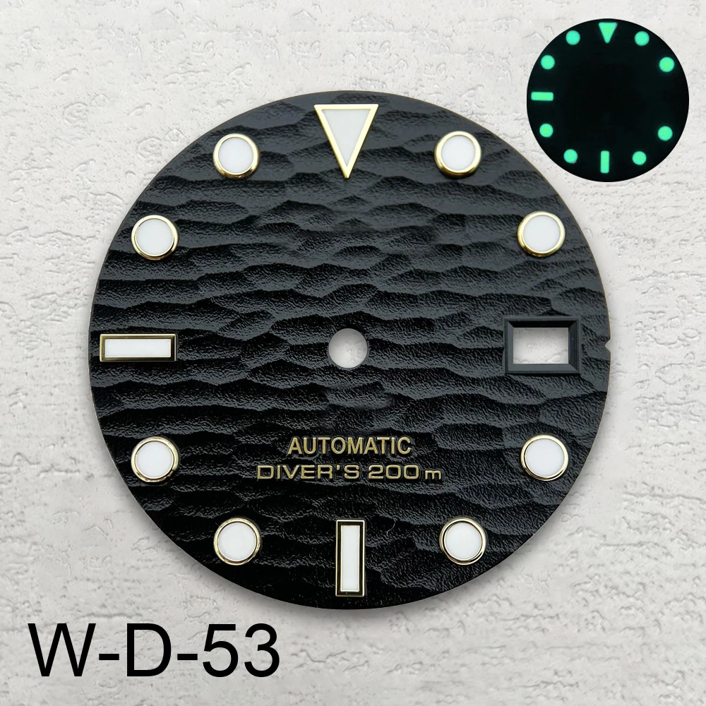 28.5mm S Logo Wave Dial Suitable For NH35/NH36/4R/7S Movement Green Luminous High Quality Watch Modification Accessories