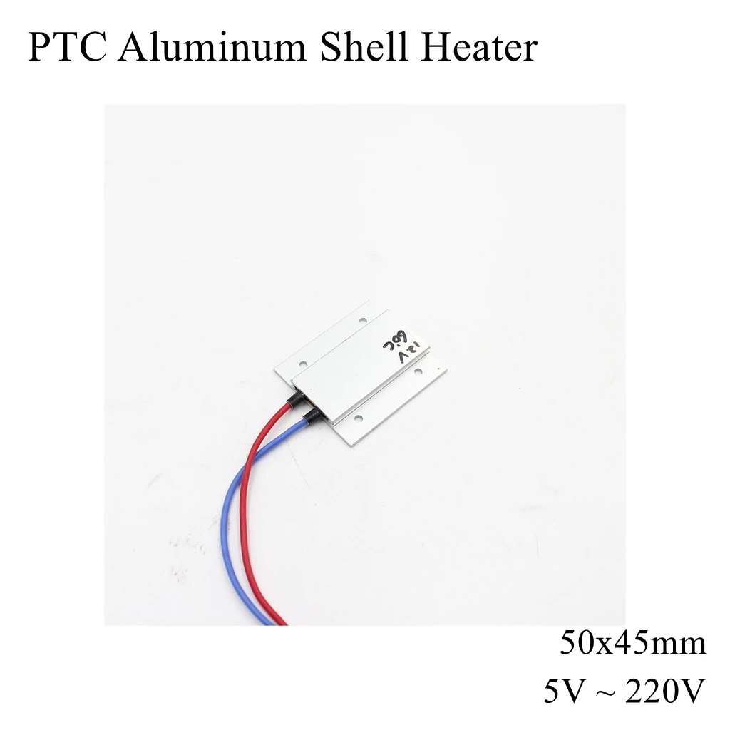 50x45mm 12V 24V 110V 220V PTC Aluminum Shell Heater Constant Thermostat Thermistor Ceramic Air Heating Sensor Egg Incubator