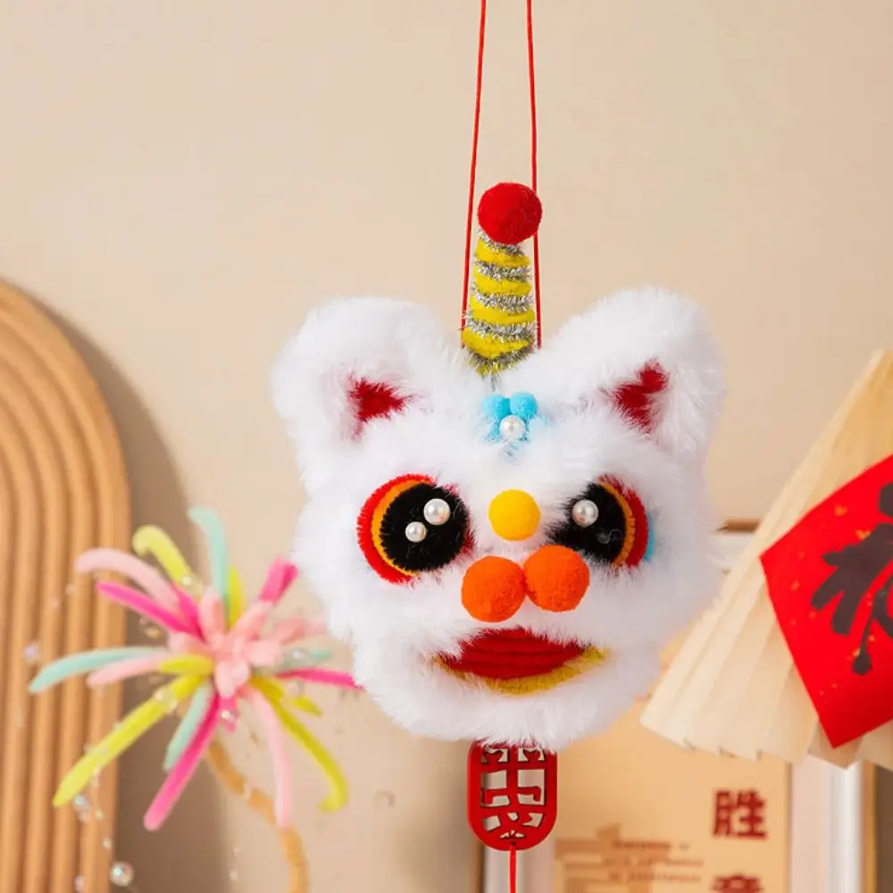 Material Package DIY Lion Dance Toy Twist Wire Iron Wire Strip Stick Handmade Plush New Year Craft Small Bell Blessing