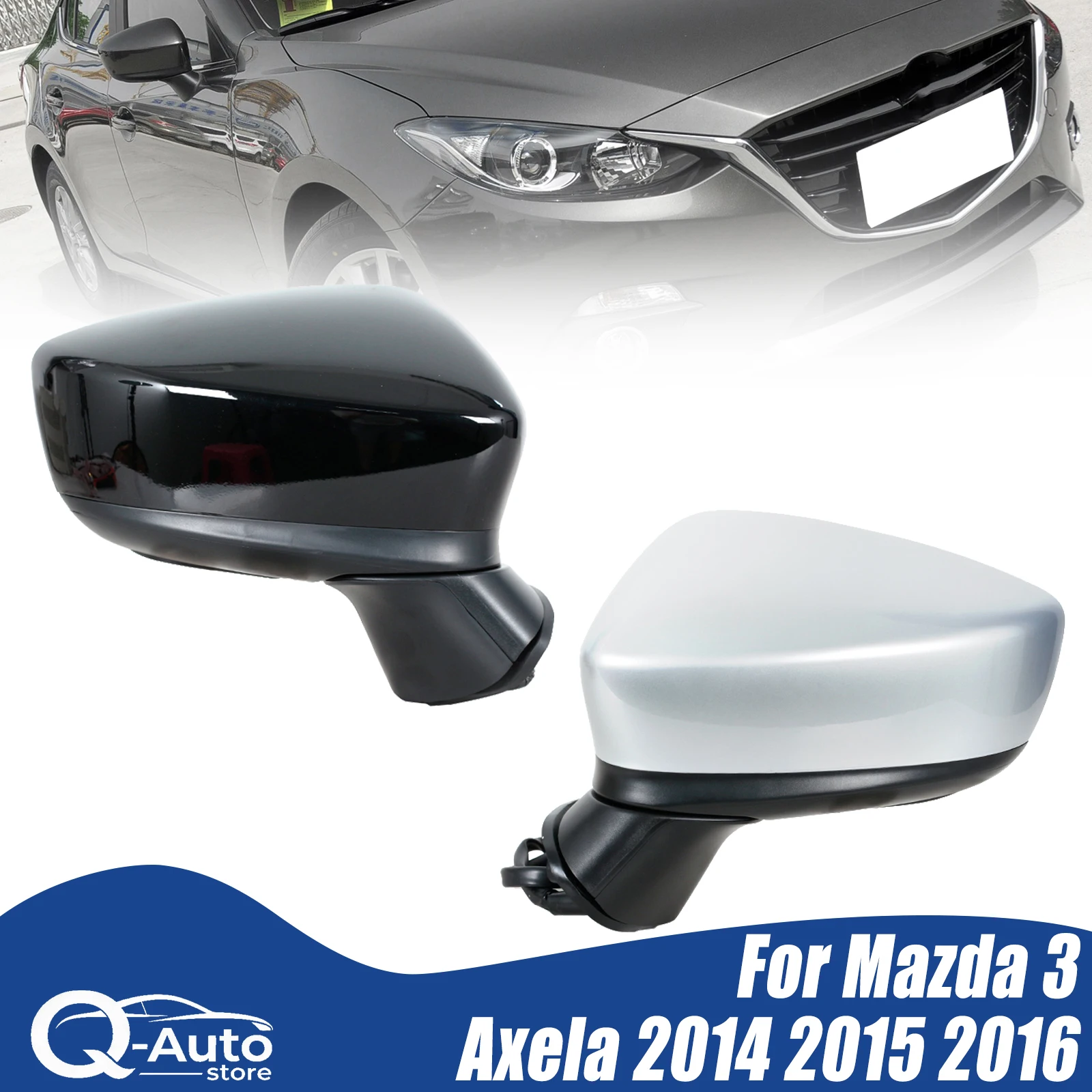 5/8 wire Rear view Mirror Assembly For Mazda 3 Axela 2014 2015 2016 Heater Electric folding Turn signal Car Accessories