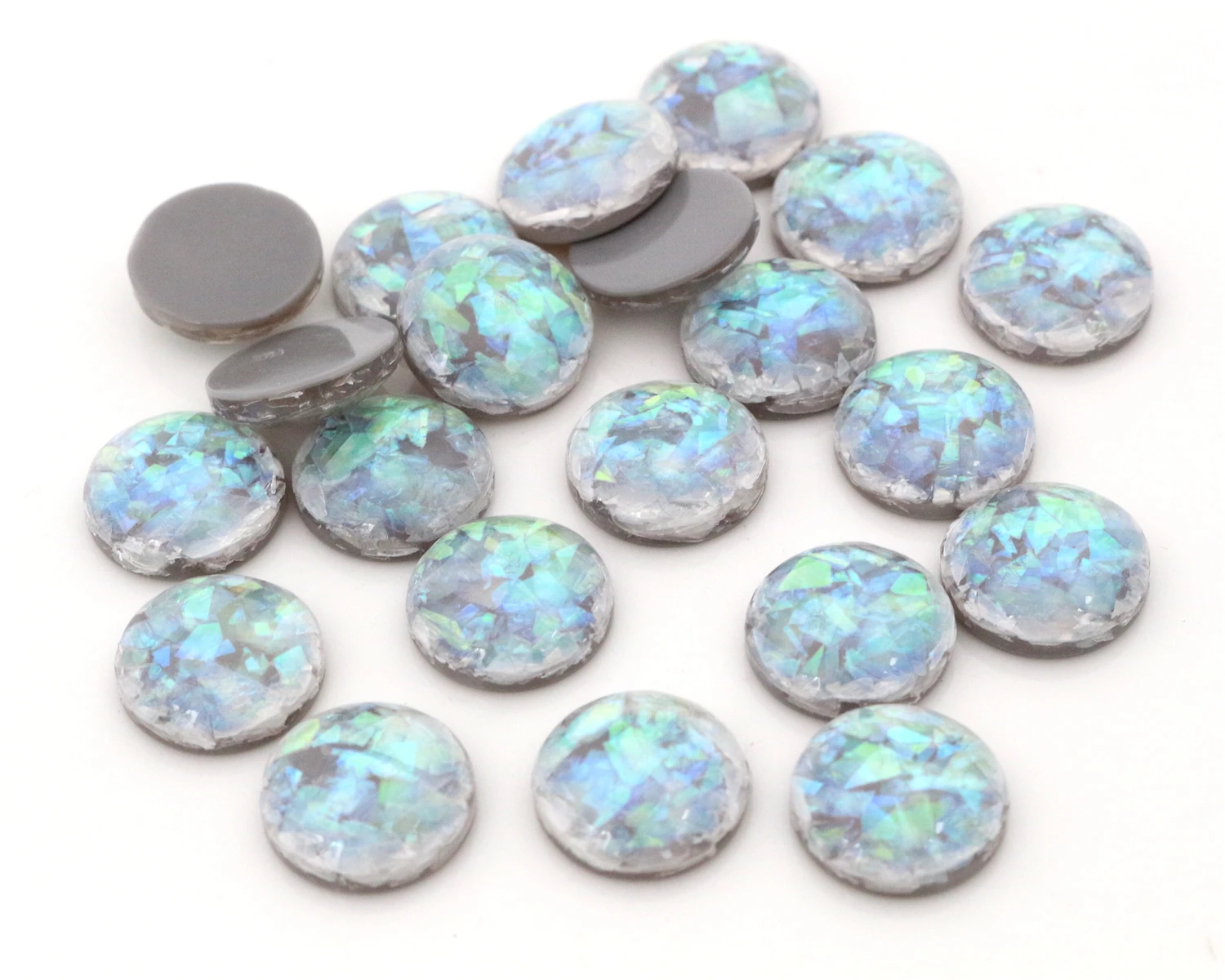 New Fashion 40pcs 12mm Gray Colors Built-in metal foil Flat back Resin Cabochons Cameo-V3-10