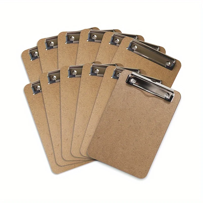 12-Pack Wooden Mini Clipboards with Low Profile Metal Clip - 6