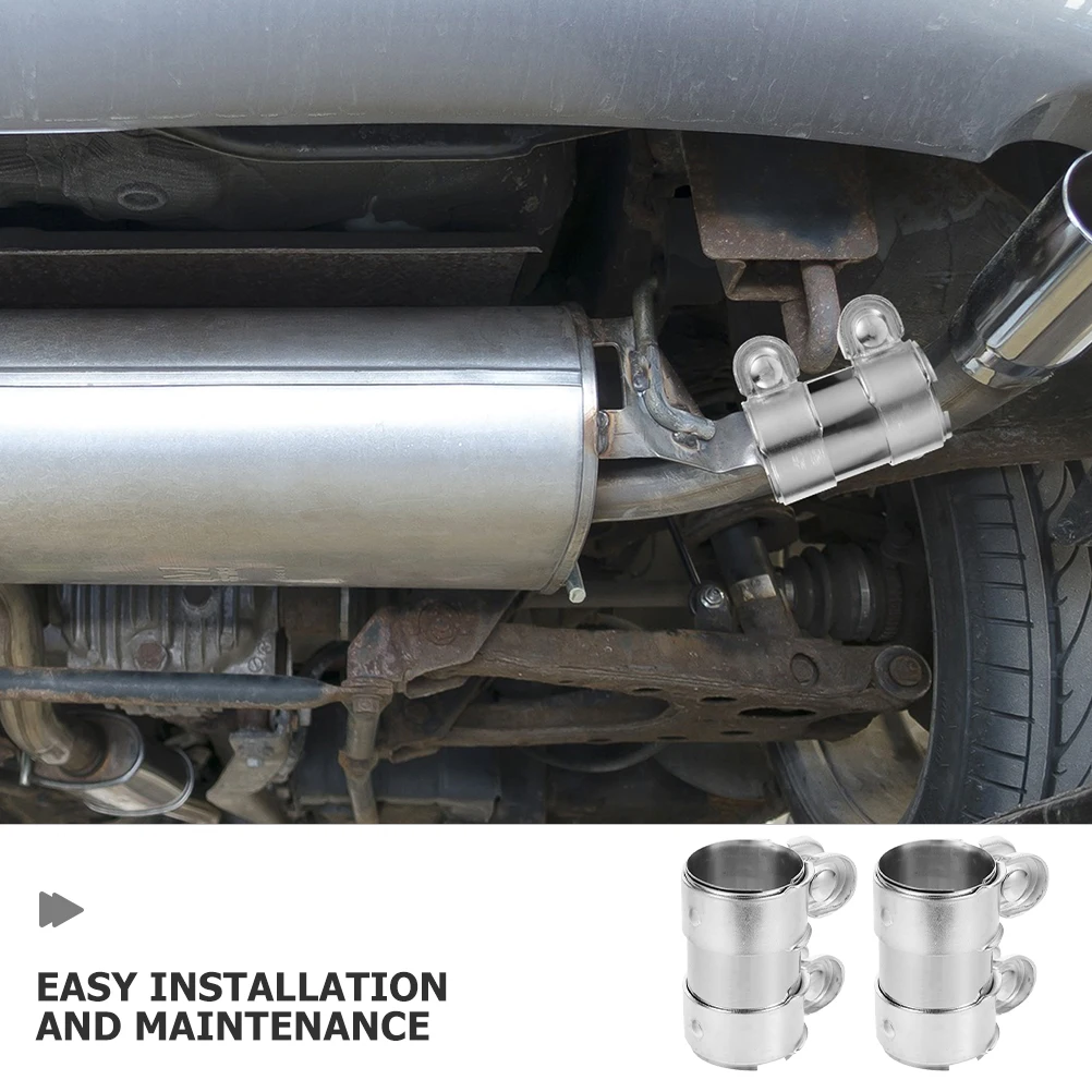 

2PCS Automotive Replacement Exhaust Clamps Silver Stainless Steel Durable Reliable Easy Installation Suitable Various Car Models