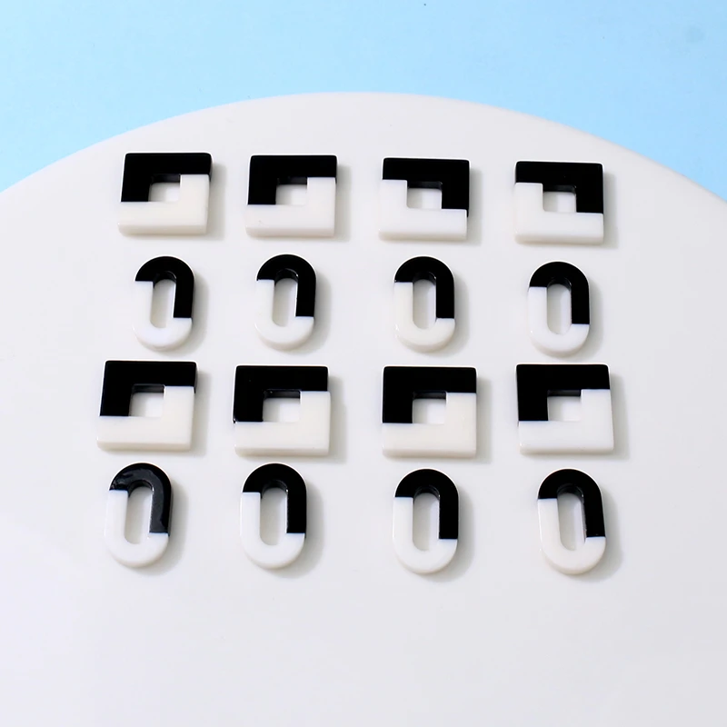 

10pcs Black White Square Small Connectors for DIY Jewelry Making Acrylic Earring Necklace Keychain Accessories Wholesale