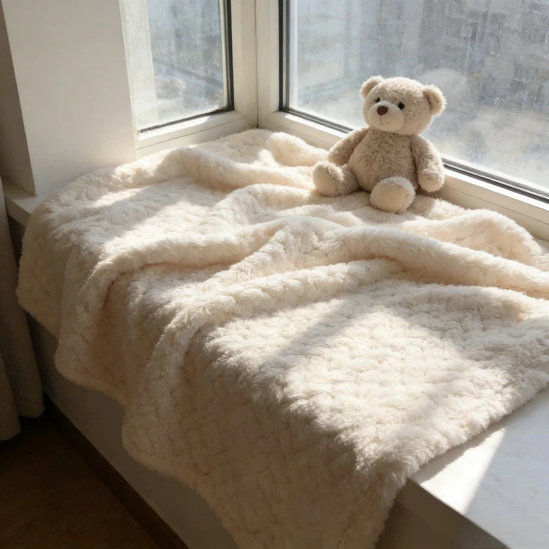 

Thick Solid Color Grid Flannel Blanket, Soft Coral Fleece Throw Blanket for Sofa Office Nap