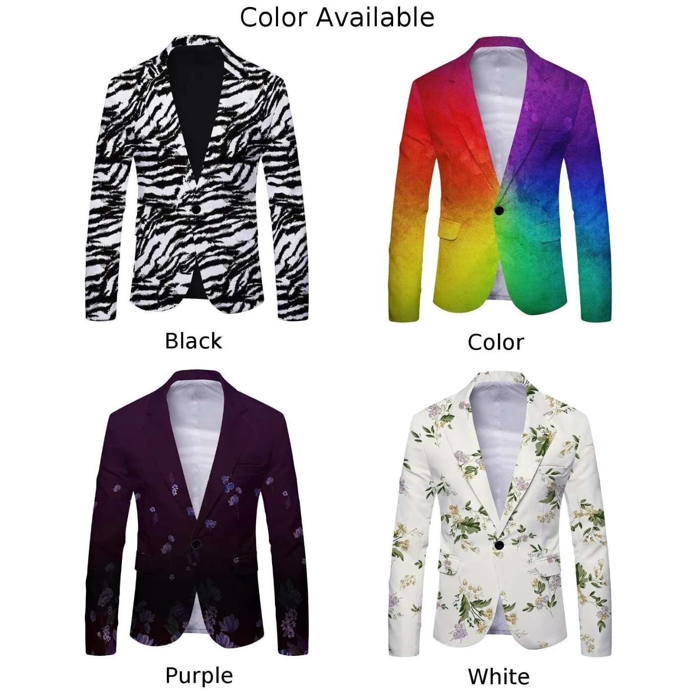 Men Blazer Blazer Oversized Polyester Regular 3D Printing Slight Stretch Autumn Slim Fit Blazer Smart Suit Jacket