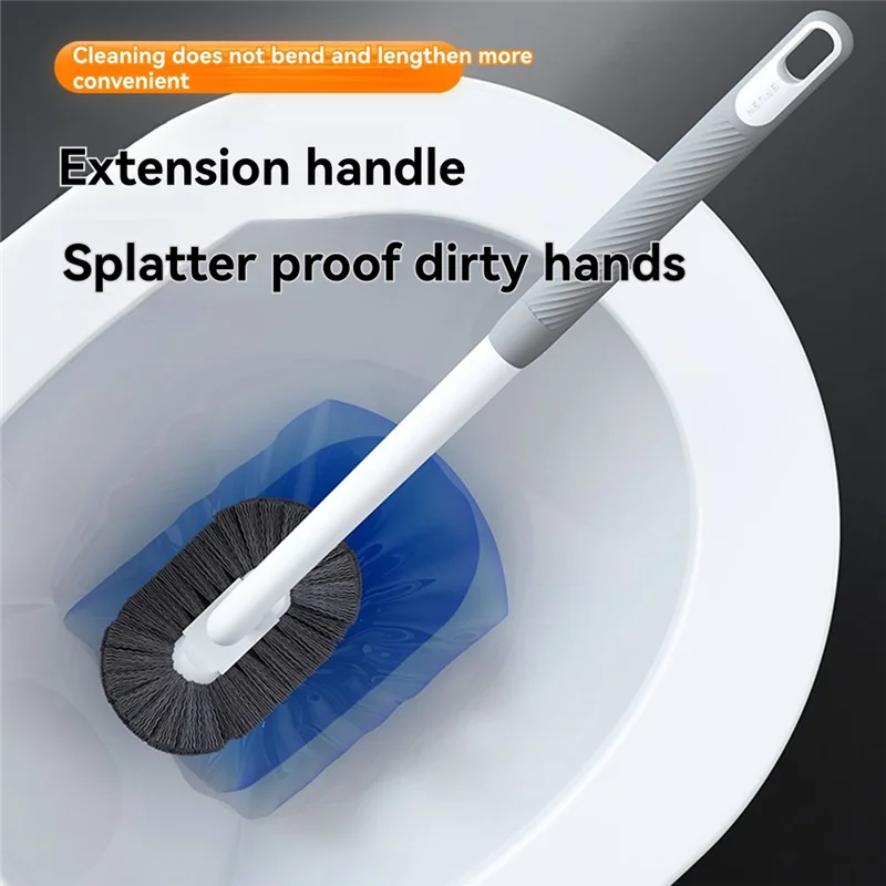 فرشاة تواليت ذات مقبض طويل من لحم الخنزير للاستخدام المنزلي بدون زوايا ميتة، لا حاجة لثقب ثقوب الحمام المثبتة على الحائط فرشاة تنظيف ذات مقبض طويل