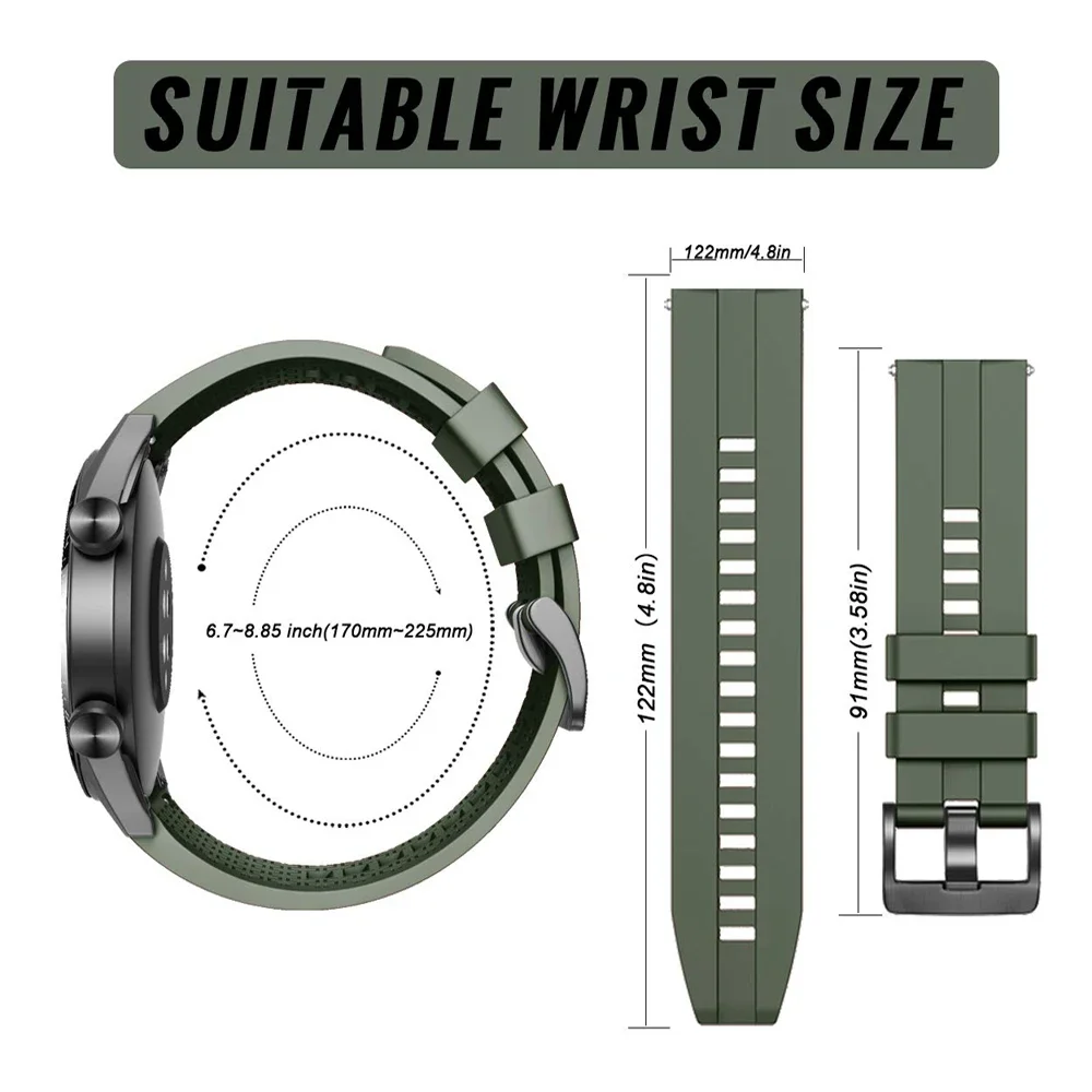 Sport watch Band for Samsung Galaxy Watch 6-5-pro-4-Classic/active 2 Soft Silicone 22mm 20mm bracelet Huawei GT 4-3-2e-pro strap