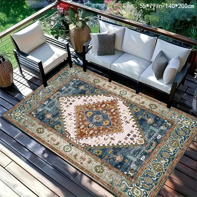 سجادة بوهيمية عتيقة من VIKAMA، سجادة أرضية لديكور المنزل الداخلي والخارجي، مقاومة للانزلاق والأوساخ، لغرفة المعيشة وغرفة النوم #2