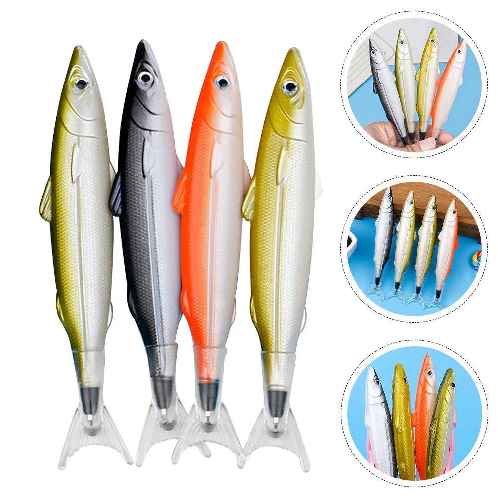 4pcs Cartoon Pens Fish Shape Comfortable Grip for Office Home School Use Decorative Writing Decorative Pens Tools