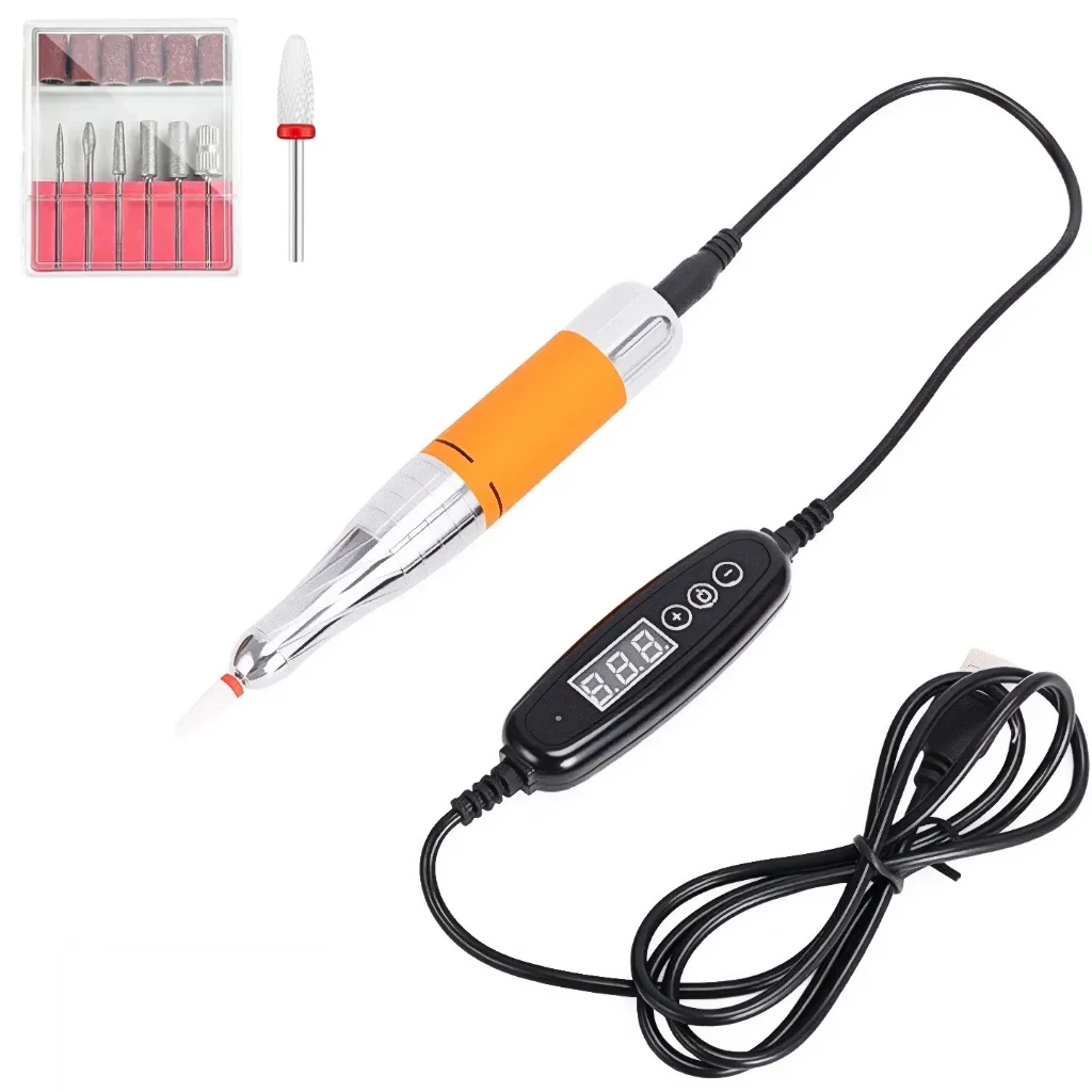 

Professional Portable Nail Drill Machine35000RPM Electric Nail File with 6pcs Drill Bits Manicure Tool Set for Acrylic Nails Gel
