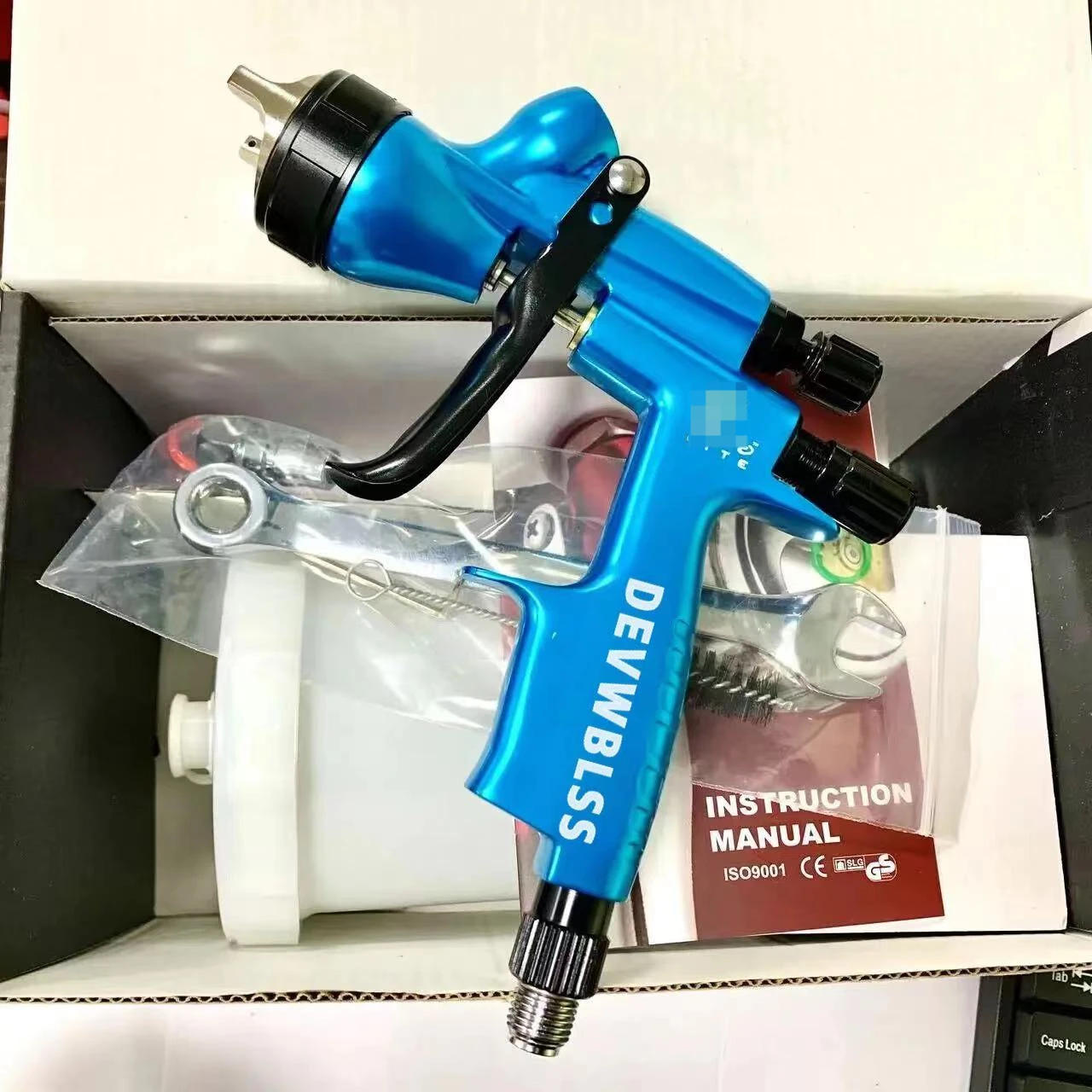 Paint 600ml Devwblss Neptune Blue Hvlp 110B 1.3mm Nozzle Professional Spray Gun Cars(Quick delivery)