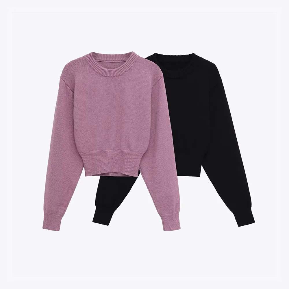 

Autumn New Women's Fashion Versatile Round Neck Long Sleeve Flat Needle Knitted Shirt