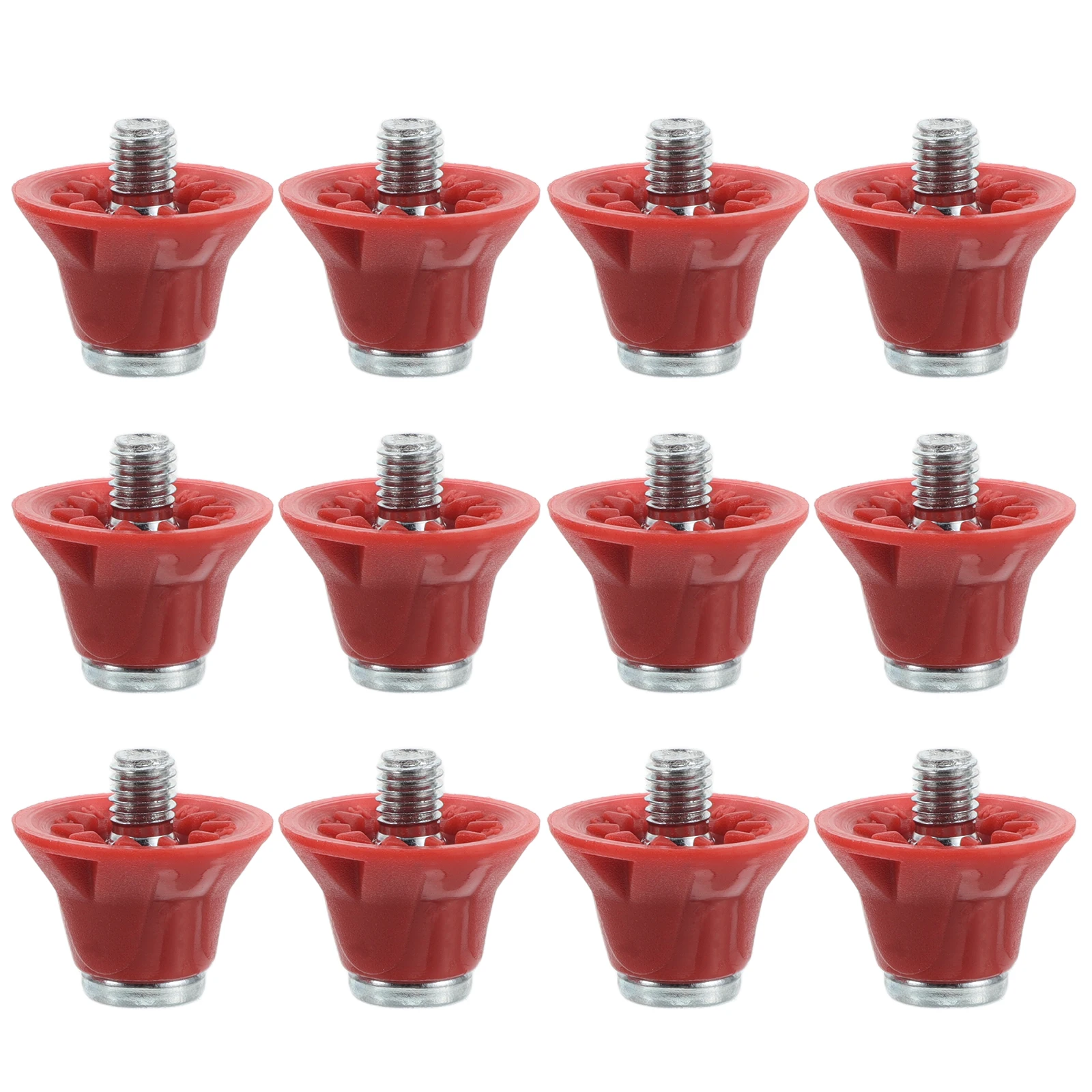 

12PCS Football Metal Studs Replacement Spikes Compact Shoes Studs Red Plastic Durable Grass Turf Hard Ground Shoes