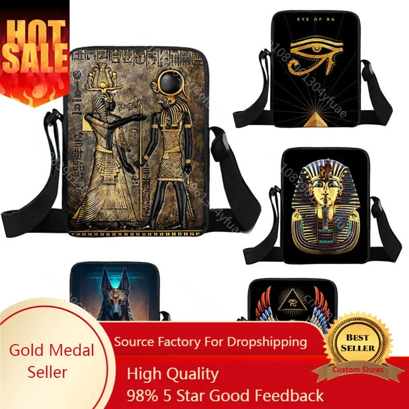 

Ancient Egypt God Anubis Crossbody Bags Eye of Horus Handbag Egyptian Pharaoh Messenger Bag Scarab Totem Phone Book Shoulder Bag