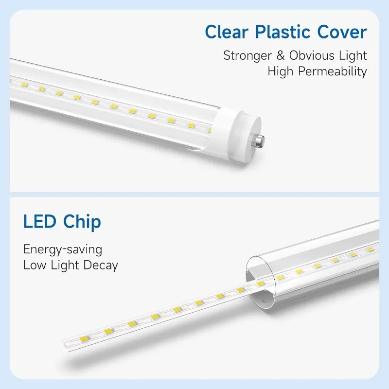 20-Pack 8FT LED Bulbs, Ballast Bypass, 44W 6500K Daylight, F96T12 LED Replacement for T8 T10 T12 Fluorescent Tubes