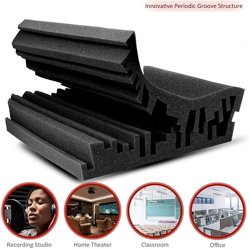 24Pcs Studio Acoustic Foam Panels Soundproof Sponge Drum KTV Room Absorption Treatment Polyurethane Wall Sound Foam Pad