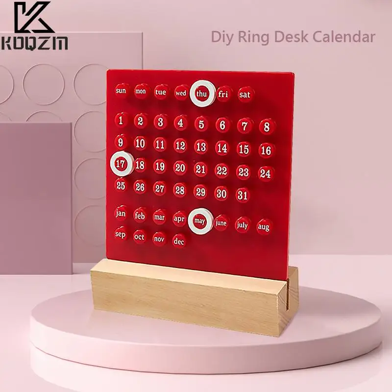 Creative Perpetual Table Calendar Manual Acrylic Desk Calendario 3 Ring Date Record Handmade Diy Ring Desk Calendar