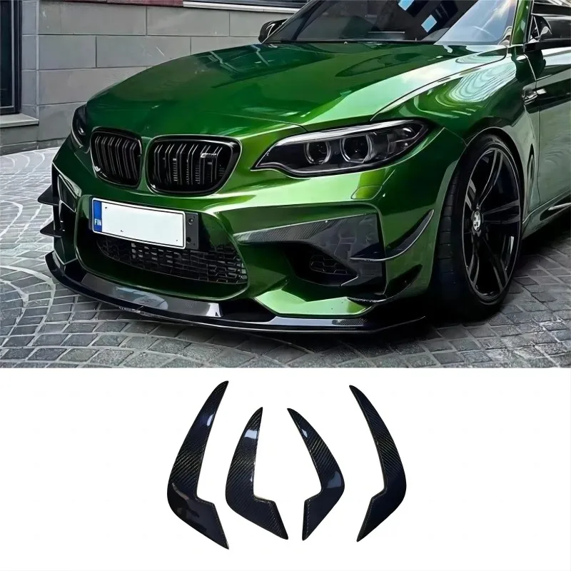 

High quality Carbon 4pcs AC Style Front Bumper Canards Fins For BMW F87 M2 M2C 2016-2018 Car Splitters Exterior Trims Styling