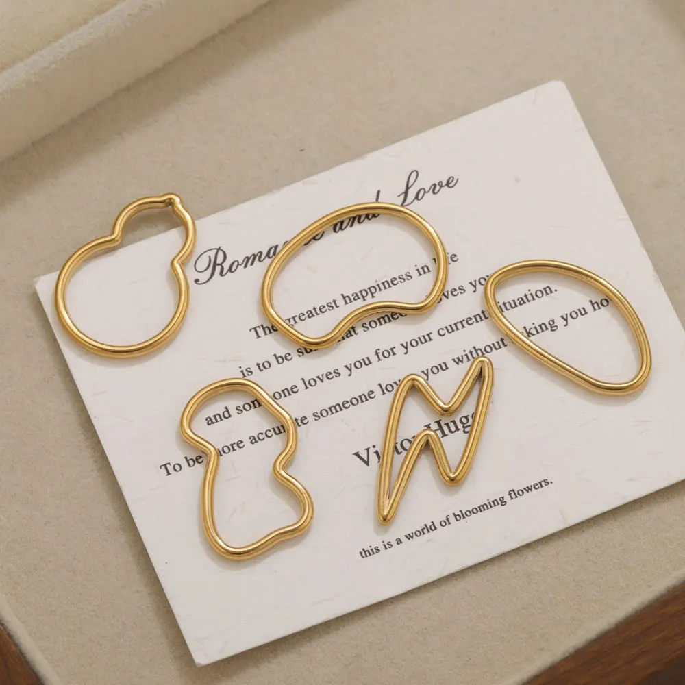 5 Stück Edelstahl-Verbinder mit geschlossenem Ring für Schmuckherstellung, unregelmäßig geformte Verbinder, Schmuckzubehör, handgefertigte Accessoires – Detail 3