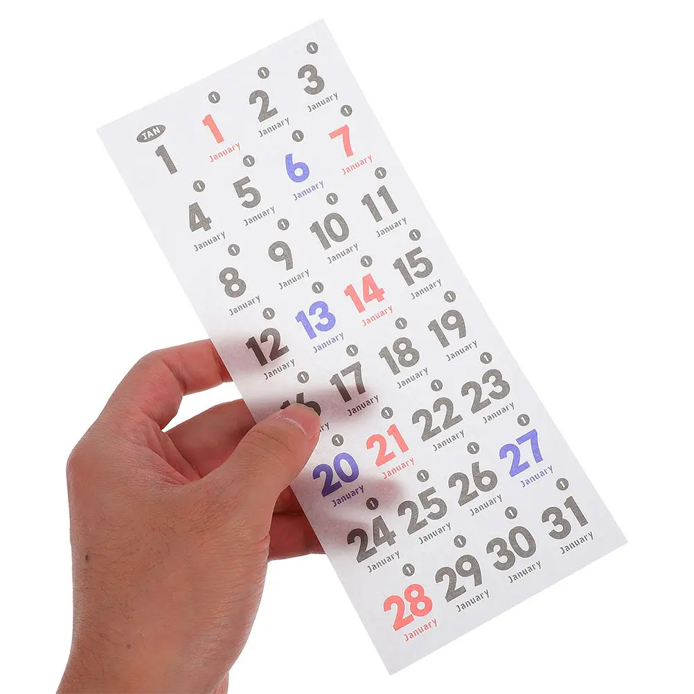 

5Sets Date Stickers Tearable Washi Paper Calendar Label Stickers for Office Home School Daily Planner Journals Notebooks