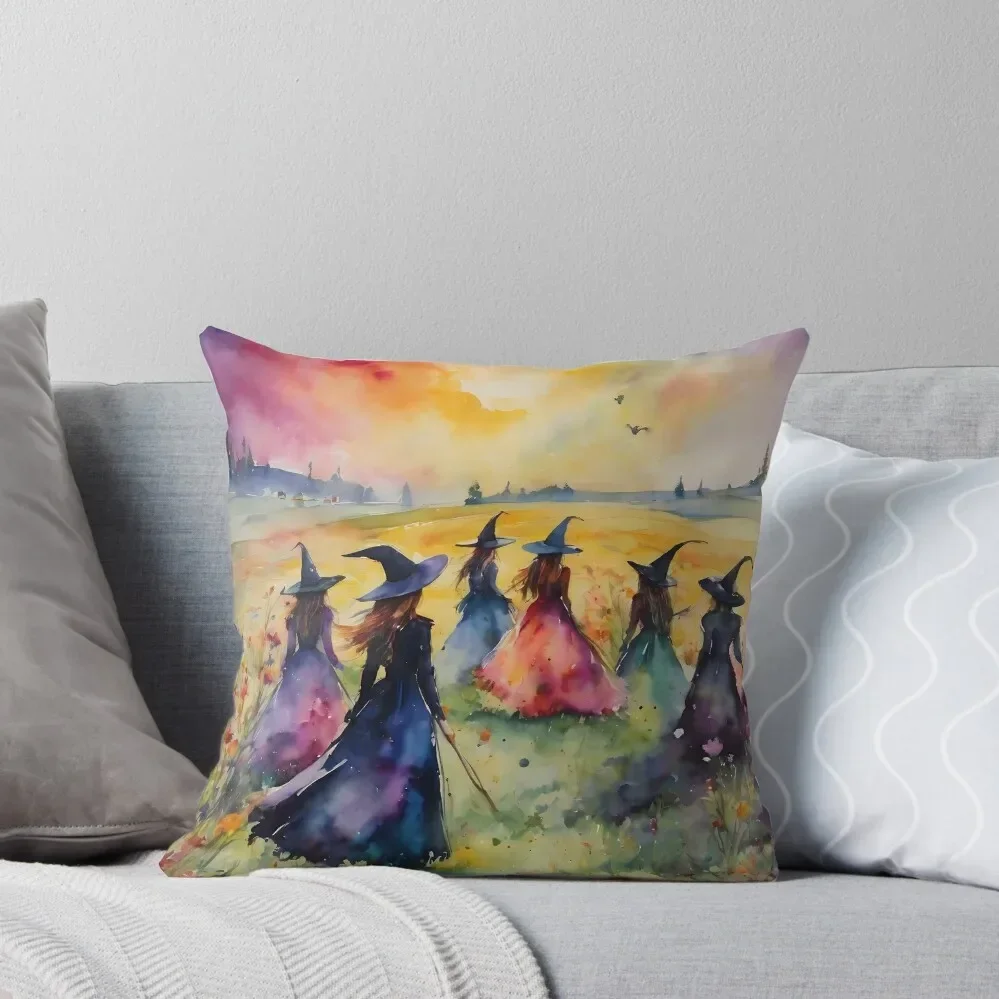 

Midsummer Witches Gather by Lyra O'Brien Throw Pillow ornamental pillows christmas pillowcases Custom Cushion Photo pillow