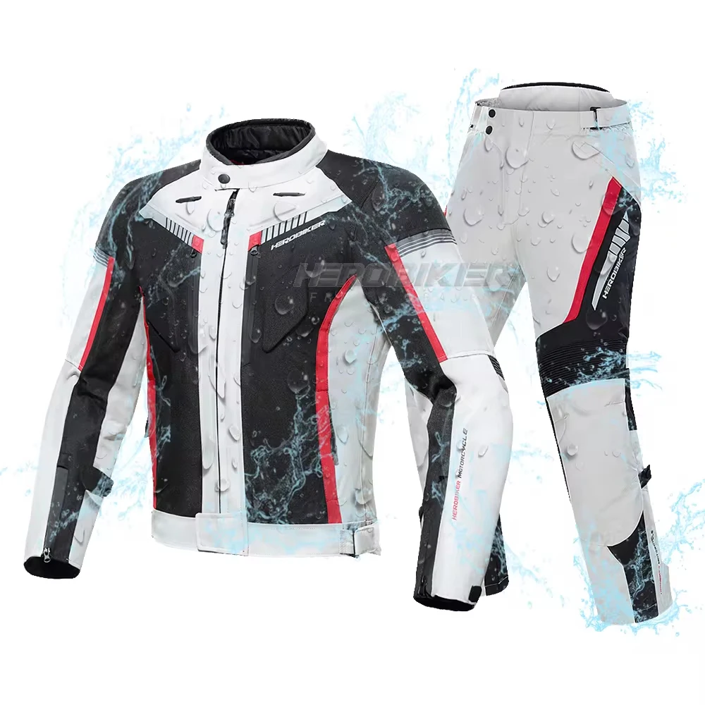 

HEROBIKER Motorcycle Waterproof Jacket Men's Racing Motorcycle Jacket EVA Protective Motorcycle Pants Motorcycle Riding Jacket