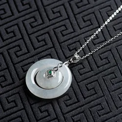 Burmese Jade Donut Pendant Men Gemstones Luxury Jewelry Natural 925 Silver White Amulets Gifts for Women Necklace Jadeite
