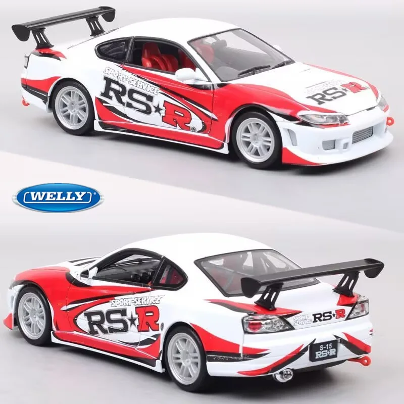 

Welly 1:24 Nissan Silvia S15 RSR, легкосплавная модель гоночного автомобиля, литая под давлением металлическая модель спортивного автомобиля, коллекция моделирования, детская игрушка в подарок