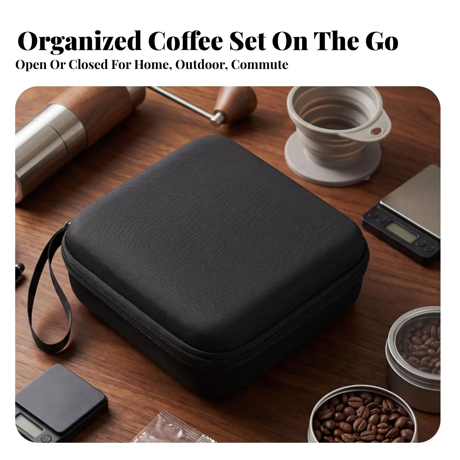 Coffee Grinder Storage Pouch EVA Material Dust Resistant Carry Case with Top Grip Handle for Home Use